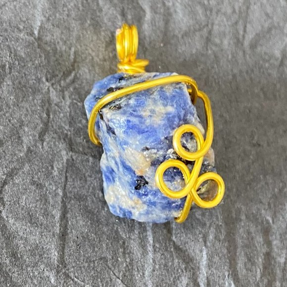 ๐ 3 for $25 Goldtone Plated Wire Wrapped Sodalite (Gemstone) Pendant - Picture 3 of 4